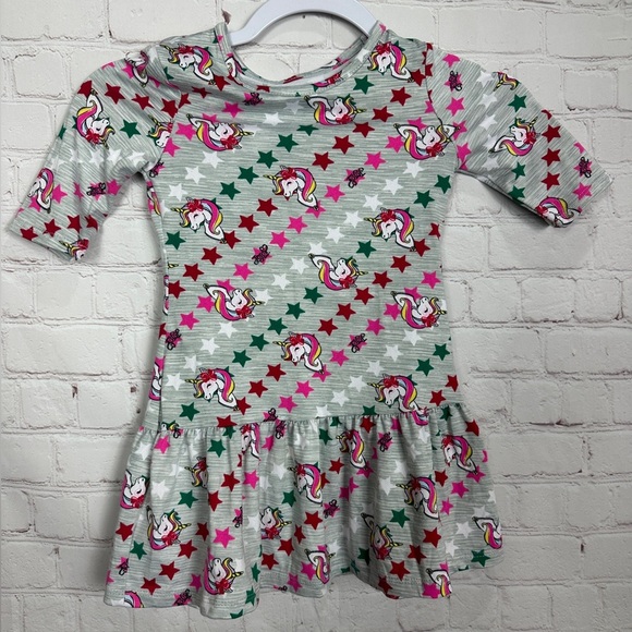 Nickelodeon JoJo Siwa Unicorn Soft Play Dress Girls Gray Stars sz XS 4-5 GUC - Picture 1 of 6
